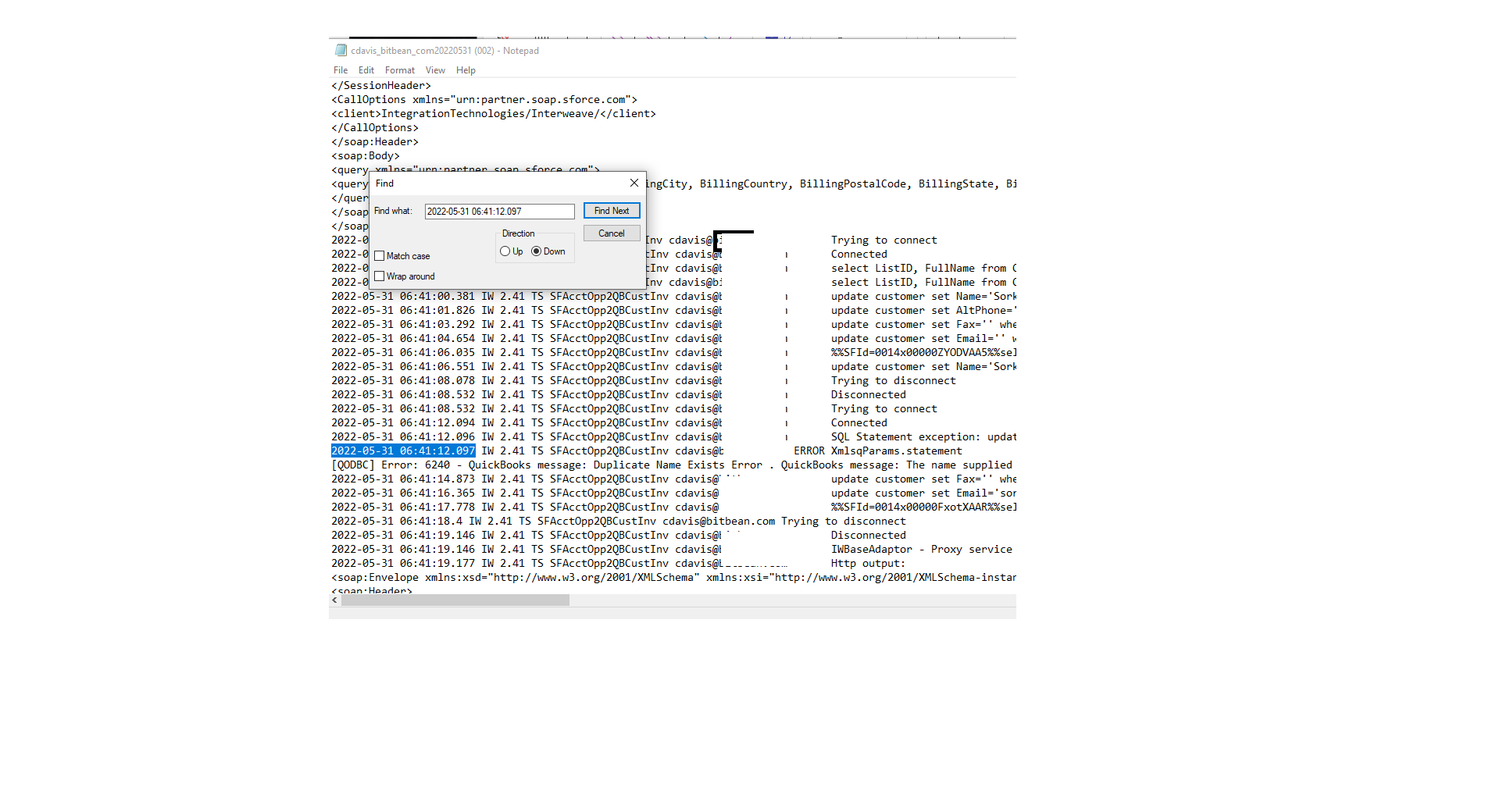 The Integration Transaction Log from the Server – InterWeave Help